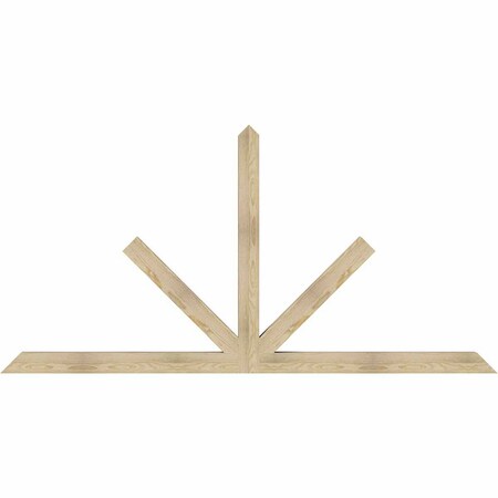 Ekena Millwork Saratoga Rough Sawn Timber Gable Bracket, Douglas Fir, 96"W x 48"H x 4"D x 4"F, 12/12 Pitch GBW096X48X0404SAR00RDF